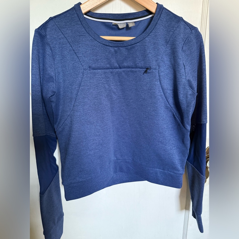 Zella Activewear Sweatshirt with Zipper Detail and Mesh Sleeve Panels SIZE XS